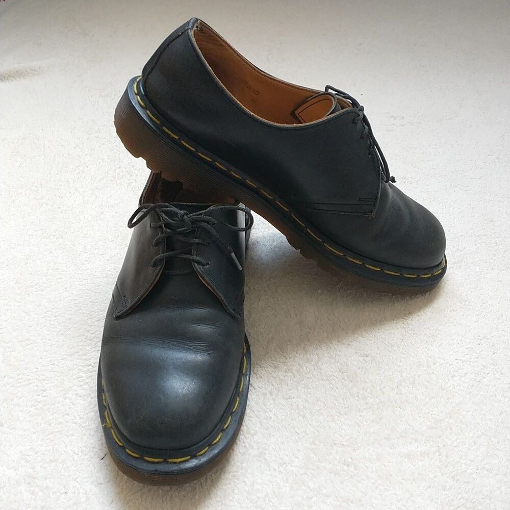 Dr Doc Martens Lace Up Shoes Mens 6 Black Leather Oxford Cushion Sole*READ